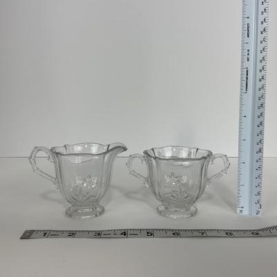 -57- GLASSWARE | Fostoria Glass Co.  Baroque | Creamer, Sugar, & Tray