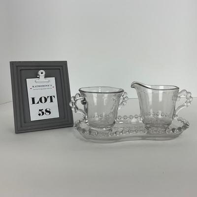 -58- GLASSWARE | Candlewick | Creamer, Sugar, & Tray