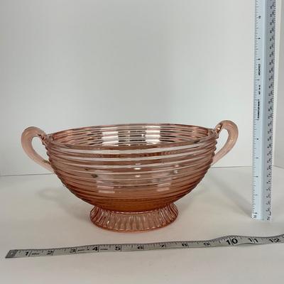 -63- GLASSWARE | Manhattan Glass Pink Depression | Large Fruit Bowl