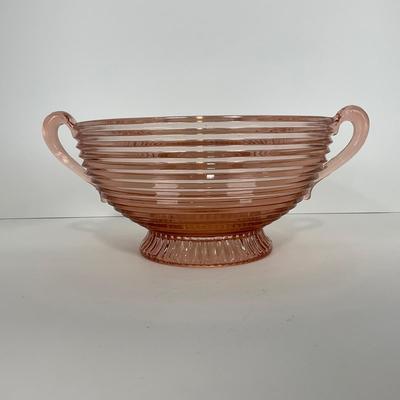 -63- GLASSWARE | Manhattan Glass Pink Depression | Large Fruit Bowl