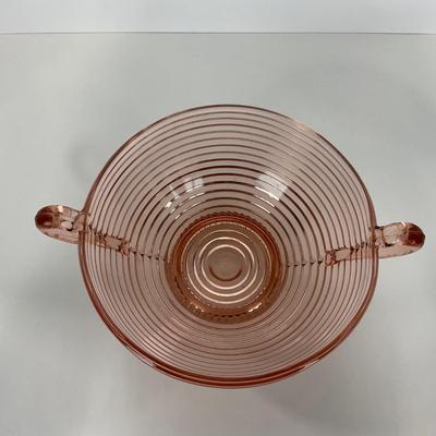 -63- GLASSWARE | Manhattan Glass Pink Depression | Large Fruit Bowl