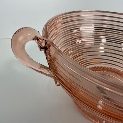 -63- GLASSWARE | Manhattan Glass Pink Depression | Large Fruit Bowl