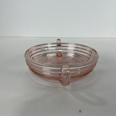 -64- GLASSWARE | Anchor Hocking Pink | Two Handled Relish Bowls