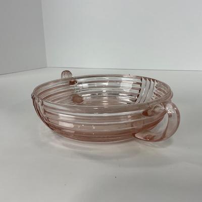 -64- GLASSWARE | Anchor Hocking Pink | Two Handled Relish Bowls