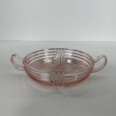 -64- GLASSWARE | Anchor Hocking Pink | Two Handled Relish Bowls