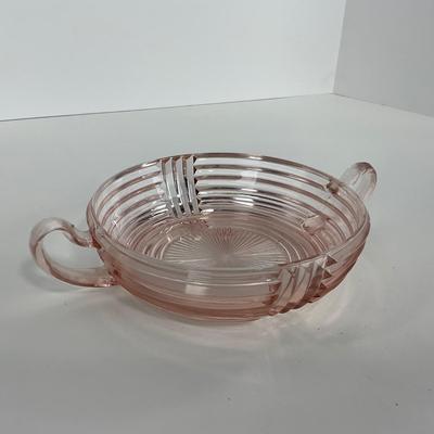-64- GLASSWARE | Anchor Hocking Pink | Two Handled Relish Bowls