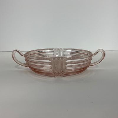 -64- GLASSWARE | Anchor Hocking Pink | Two Handled Relish Bowls