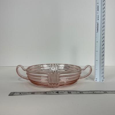 -64- GLASSWARE | Anchor Hocking Pink | Two Handled Relish Bowls
