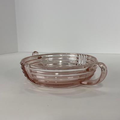 -64- GLASSWARE | Anchor Hocking Pink | Two Handled Relish Bowls