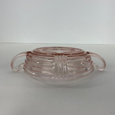 -64- GLASSWARE | Anchor Hocking Pink | Two Handled Relish Bowls