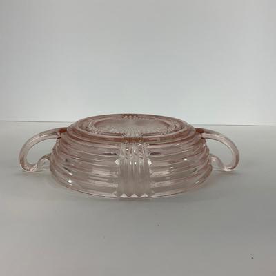 -64- GLASSWARE | Anchor Hocking Pink | Two Handled Relish Bowls