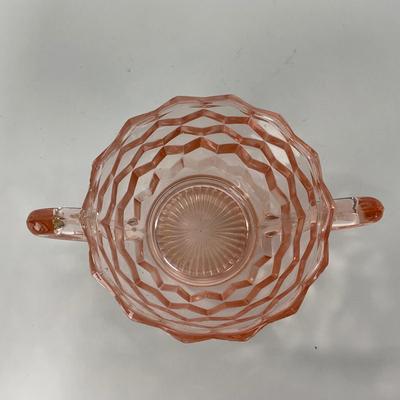 -65- GLASSWARE | Cubist Jeanette Glass Co. | Pink Sugar Dishes