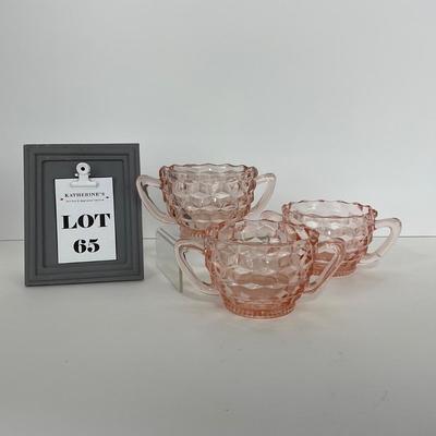 -65- GLASSWARE | Cubist Jeanette Glass Co. | Pink Sugar Dishes