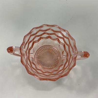-65- GLASSWARE | Cubist Jeanette Glass Co. | Pink Sugar Dishes