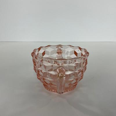 -65- GLASSWARE | Cubist Jeanette Glass Co. | Pink Sugar Dishes