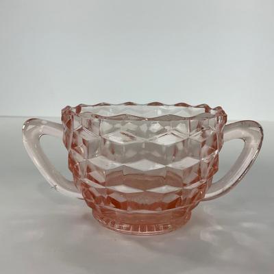 -65- GLASSWARE | Cubist Jeanette Glass Co. | Pink Sugar Dishes