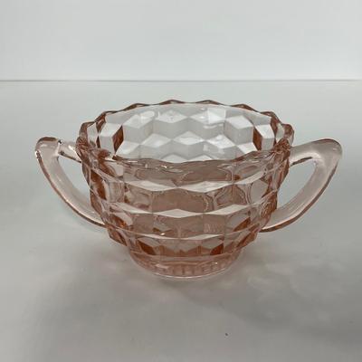 -65- GLASSWARE | Cubist Jeanette Glass Co. | Pink Sugar Dishes