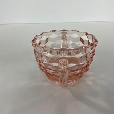 -65- GLASSWARE | Cubist Jeanette Glass Co. | Pink Sugar Dishes
