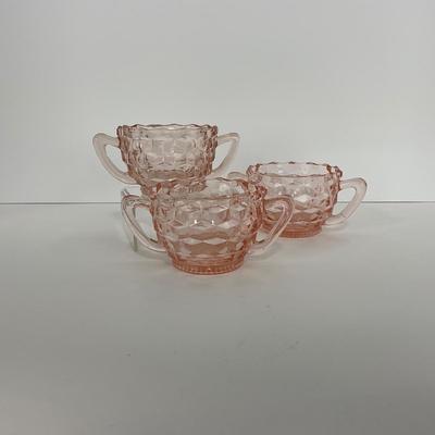 -65- GLASSWARE | Cubist Jeanette Glass Co. | Pink Sugar Dishes