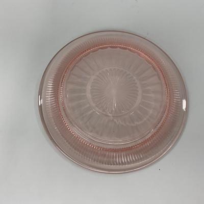 -66- GLASSWARE | Coronation Hocking Glass Co. | Pink Depression Plates & Sherbet