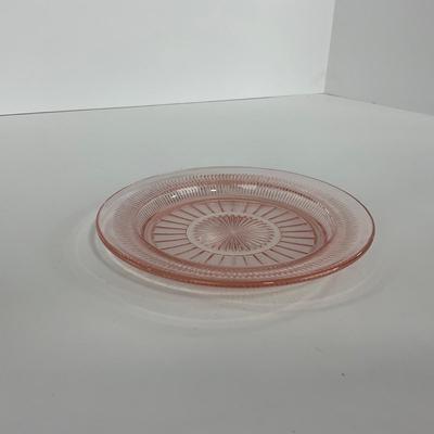 -66- GLASSWARE | Coronation Hocking Glass Co. | Pink Depression Plates & Sherbet