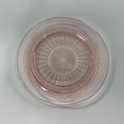 -66- GLASSWARE | Coronation Hocking Glass Co. | Pink Depression Plates & Sherbet