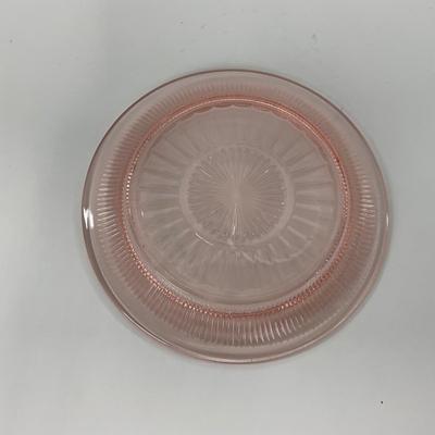 -66- GLASSWARE | Coronation Hocking Glass Co. | Pink Depression Plates & Sherbet