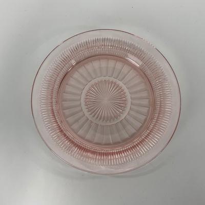 -66- GLASSWARE | Coronation Hocking Glass Co. | Pink Depression Plates & Sherbet