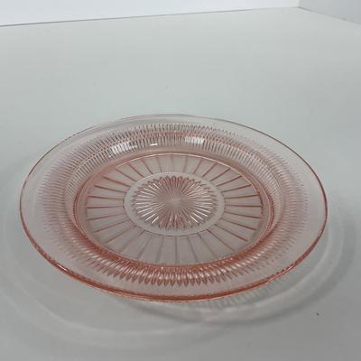 -66- GLASSWARE | Coronation Hocking Glass Co. | Pink Depression Plates & Sherbet