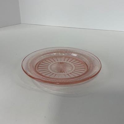-66- GLASSWARE | Coronation Hocking Glass Co. | Pink Depression Plates & Sherbet