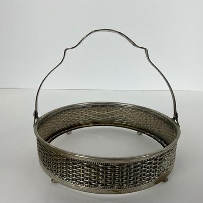 -67- GLASSWARE | Divided Clear Glass Dish With Metal Holder & Handle