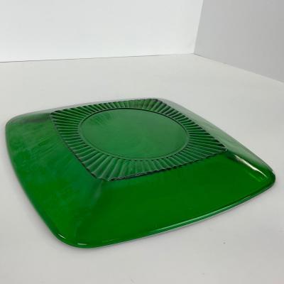 -68- GLASSWARE | Anchor Hocking Glass Co. | Forest Green Square Plates