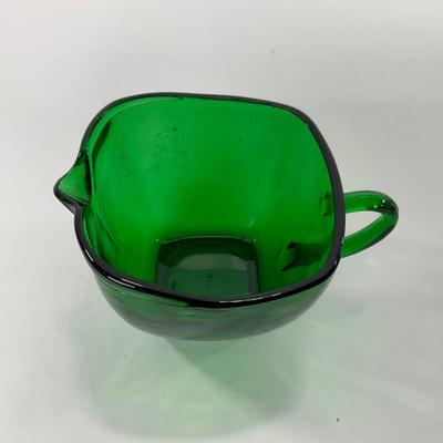 -69- GLASSWARE | Anchor Hocking Glass Co. Forest Green | Small Plates & Creamers
