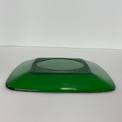 -69- GLASSWARE | Anchor Hocking Glass Co. Forest Green | Small Plates & Creamers