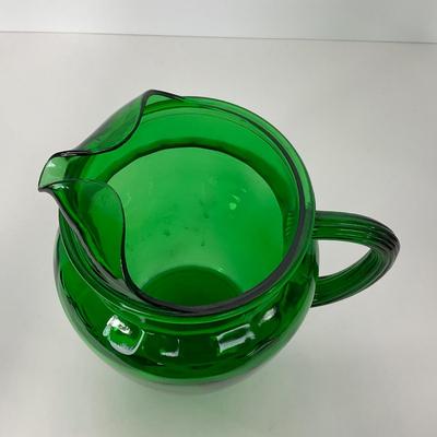 -71- GLASSWARE | Anchor Hocking Glass Co. | Forest Green Pitcher & Glass