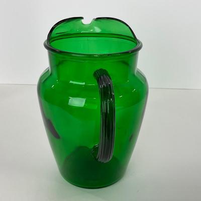 -71- GLASSWARE | Anchor Hocking Glass Co. | Forest Green Pitcher & Glass