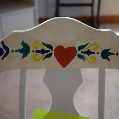 Antique white chair w/ flowers