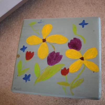 Blue Floral painted shelf