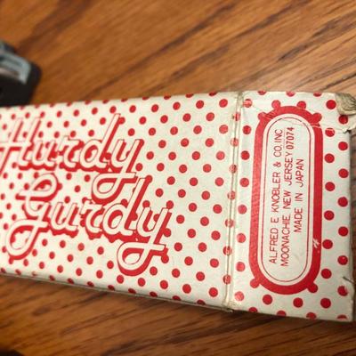 Vintage Mini Travel Chess (incomplete), Mini Balenciaga Perfume Empty Bottle & Hurdy Gurdy Wind Music Box -Lot 426