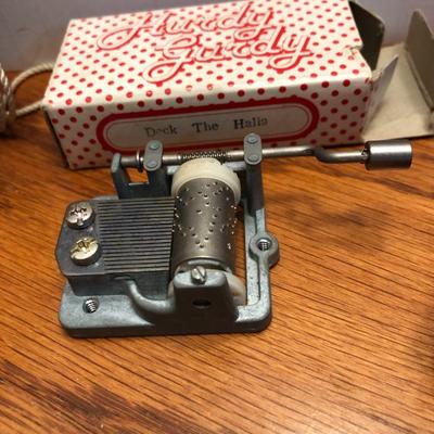 Vintage Mini Travel Chess (incomplete), Mini Balenciaga Perfume Empty Bottle & Hurdy Gurdy Wind Music Box -Lot 426