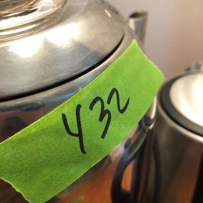 Hamilton-Beach Coffee Percolator & Electric Tea Kettle Water Boiler & Heater -Lot 432