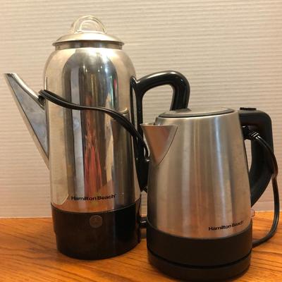 Hamilton-Beach Coffee Percolator & Electric Tea Kettle Water Boiler & Heater -Lot 432