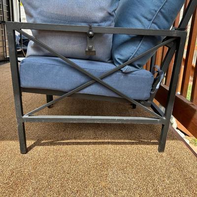 2 PATIO ARM CHAIRS WITH CUSHIONS