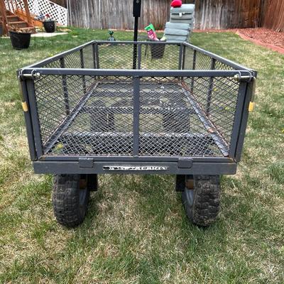 YARD CART/WAGON, PUSH BROOM, SHOVEL AND RAKE