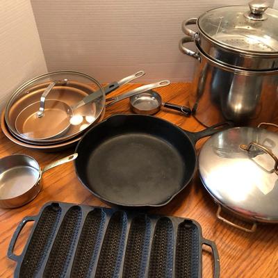 Mixed Cookware: Cast Iron, Gotham, Vintage Revere Cooper Clad & More -Lot 437