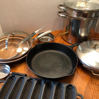 Mixed Cookware: Cast Iron, Gotham, Vintage Revere Cooper Clad & More -Lot 437