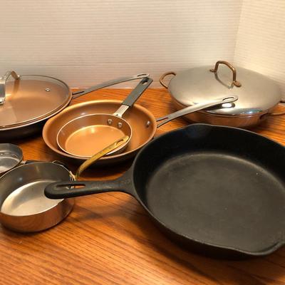 Mixed Cookware: Cast Iron, Gotham, Vintage Revere Cooper Clad & More -Lot 437