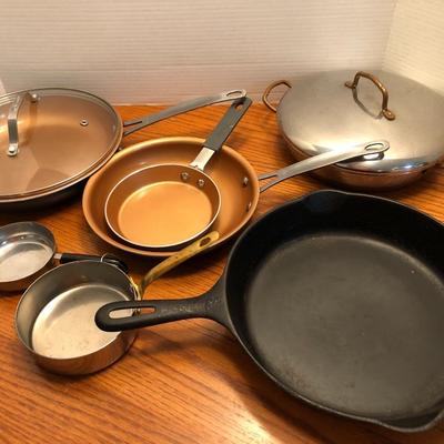 Mixed Cookware: Cast Iron, Gotham, Vintage Revere Cooper Clad & More -Lot 437