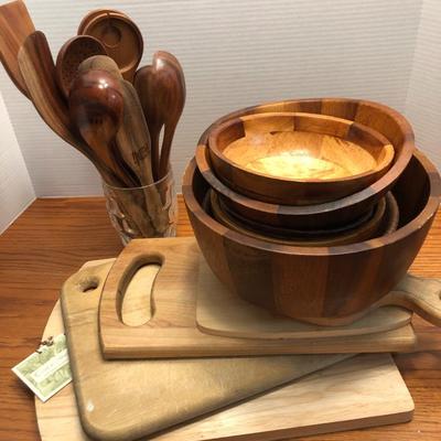 Wooden Kitchen Utensils, Bowls & Cutting Boards -Lot 440