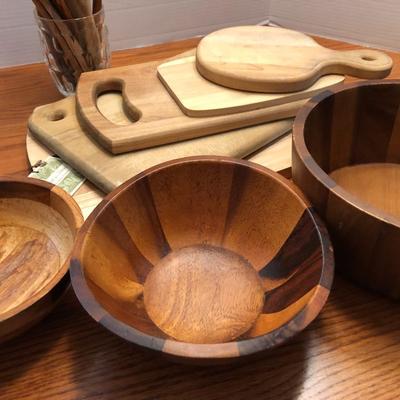 Wooden Kitchen Utensils, Bowls & Cutting Boards -Lot 440